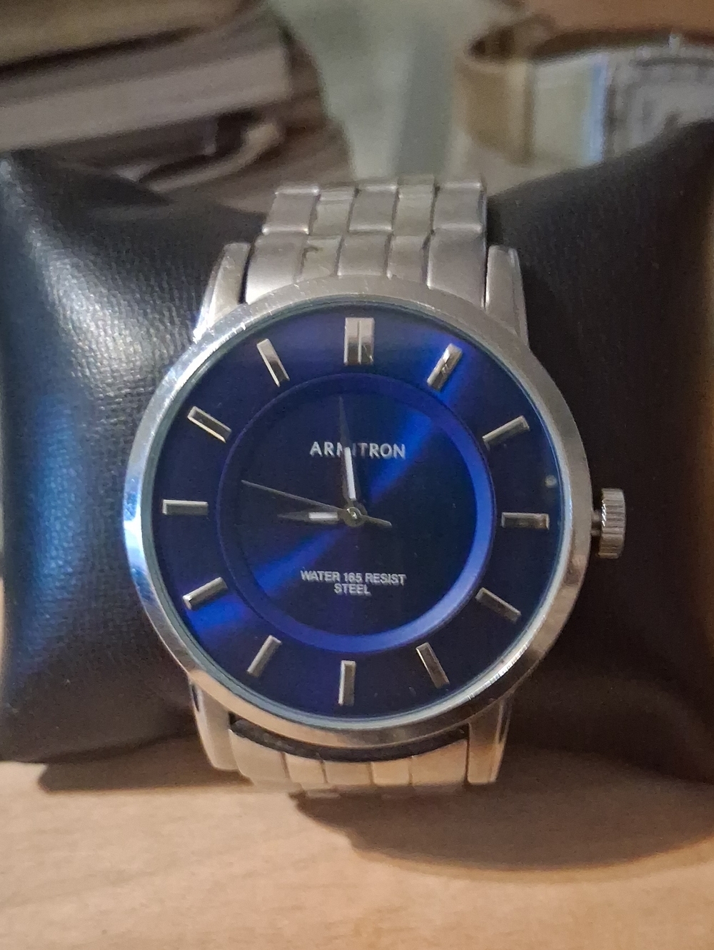Armitron Silver Watch with Blue Sunburst Dial